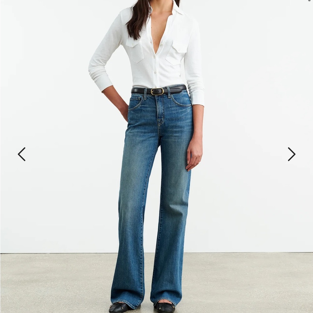 Nili Lotan Celia Flare Wide Jeans - Classic Wash - 27
